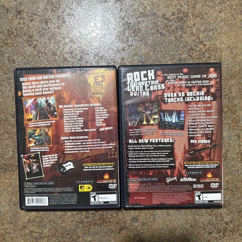 PS2 Game Lot - Guitar Hero 1 & 2 CIB